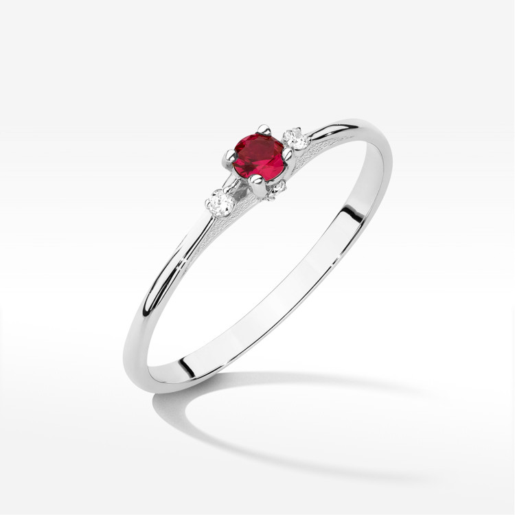Pierścionek Rubin 0,196ct białe złoto W0614