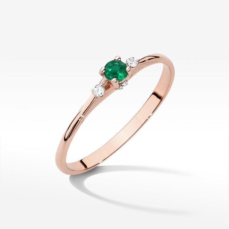Pierścionek W0614 Szmaragd 0,196ct różowe złoto