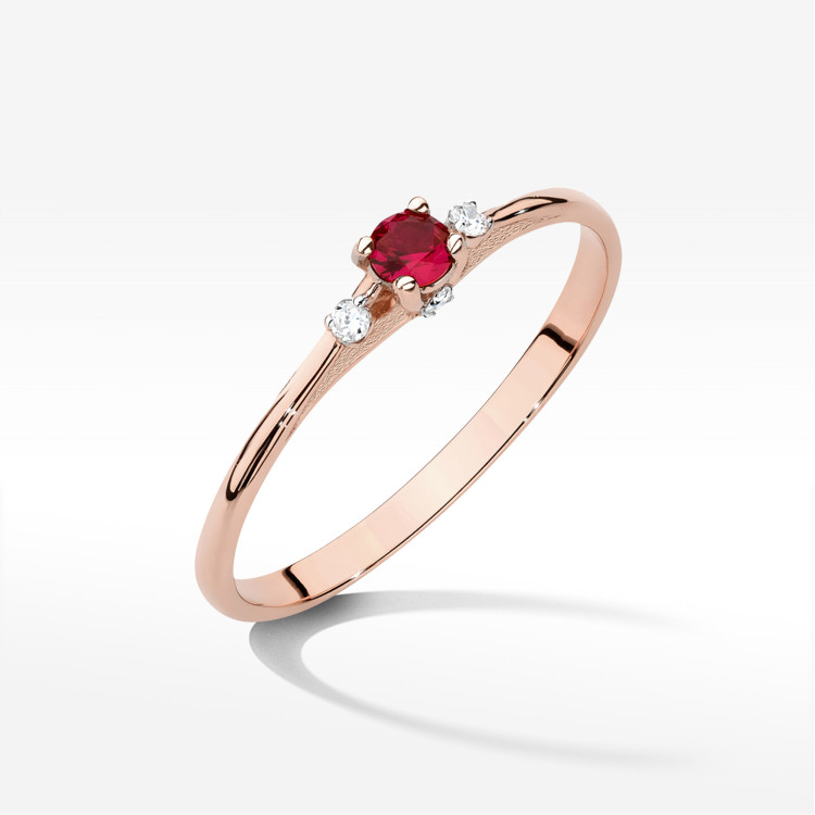 Pierścionek W0614 Rubin 0,196ct różowe złoto