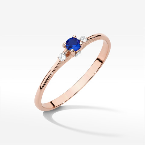 Pierścionek W0614 Szafir 0,196ct różowe złoto