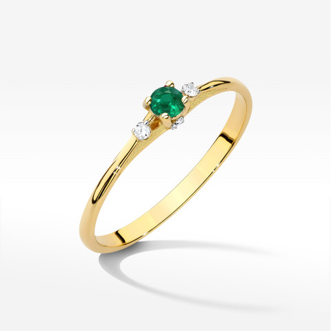 Pierścionek W0614 Szmaragd 0,196ct żółte złoto