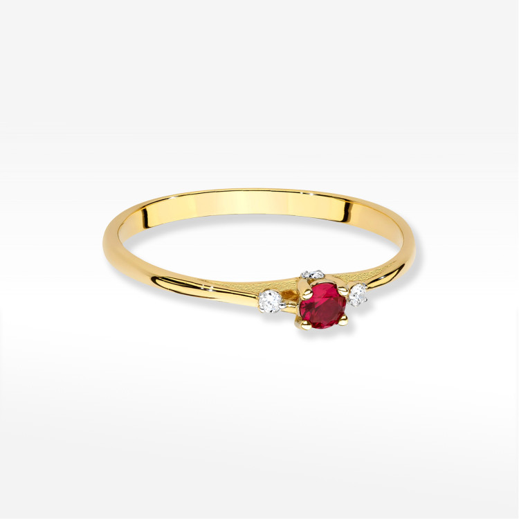 Pierścionek W0614 Rubin 0,196ct żółte złoto