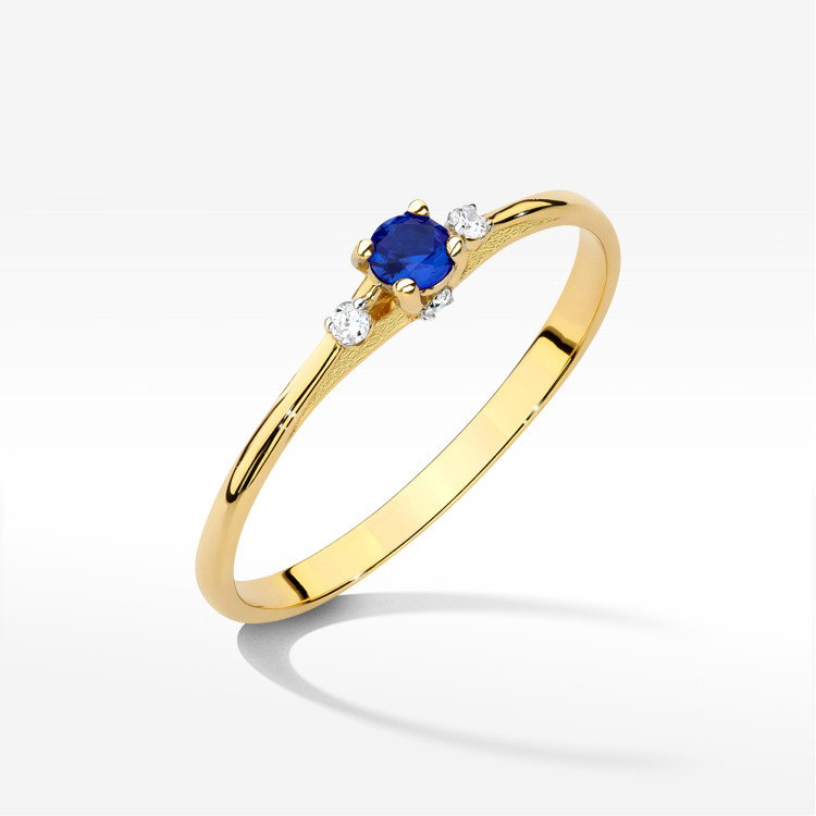 Pierścionek W0614 Szafir 0,196ct zółte złoto