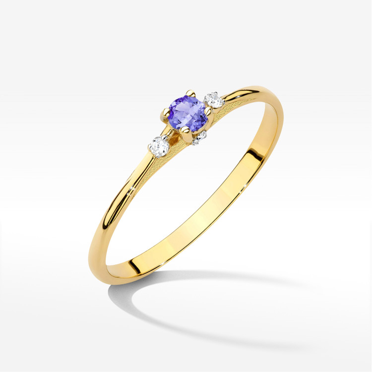 Pierścionek W0614 Tanzanit 0,196ct żółte złoto