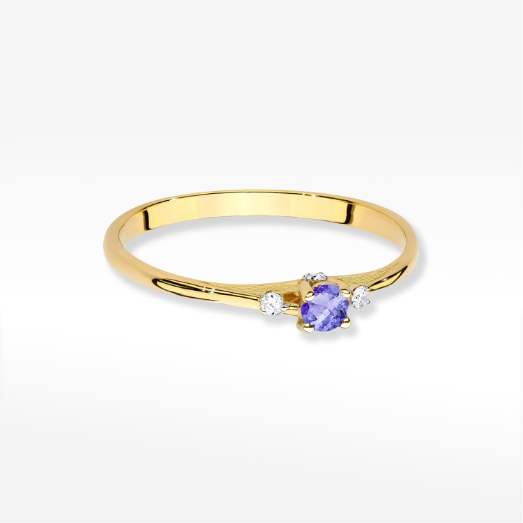 Pierścionek W0614 Tanzanit 0,196ct żółte złoto