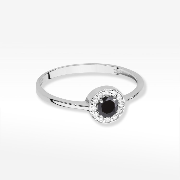 Pierścionek W0616 Czarny Diament 0,30ct białe złoto