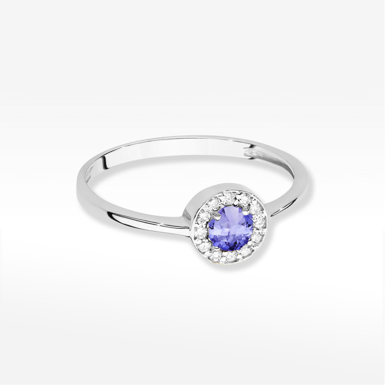 Pierścionek W0616 Tanzanit 0,35ct białe złoto