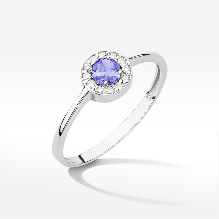 Pierścionek W0616 Tanzanit 0,35ct białe złoto