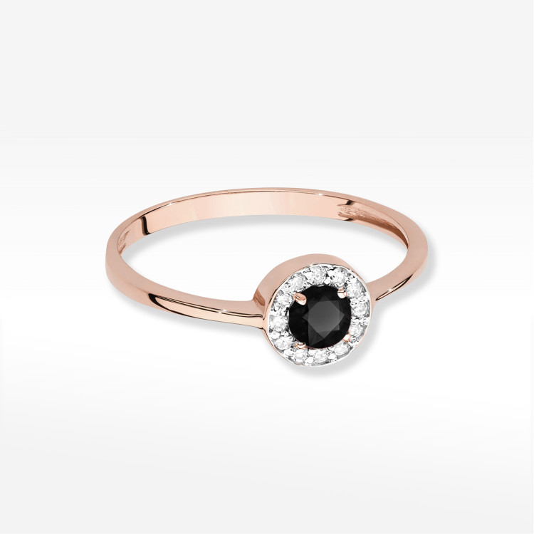 Pierścionek W0616 Czarny Diament 0,30ct różowe złoto