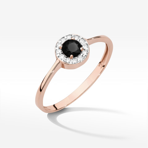 Pierścionek W0616 Czarny Diament 0,30ct różowe złoto