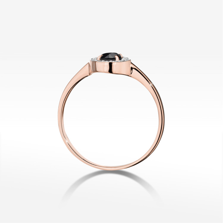 Pierścionek W0616 Czarny Diament 0,30ct różowe złoto