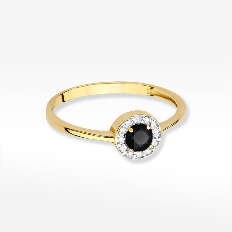 Pierścionek W0616 Czarny Diament 0,30ct żółte złoto