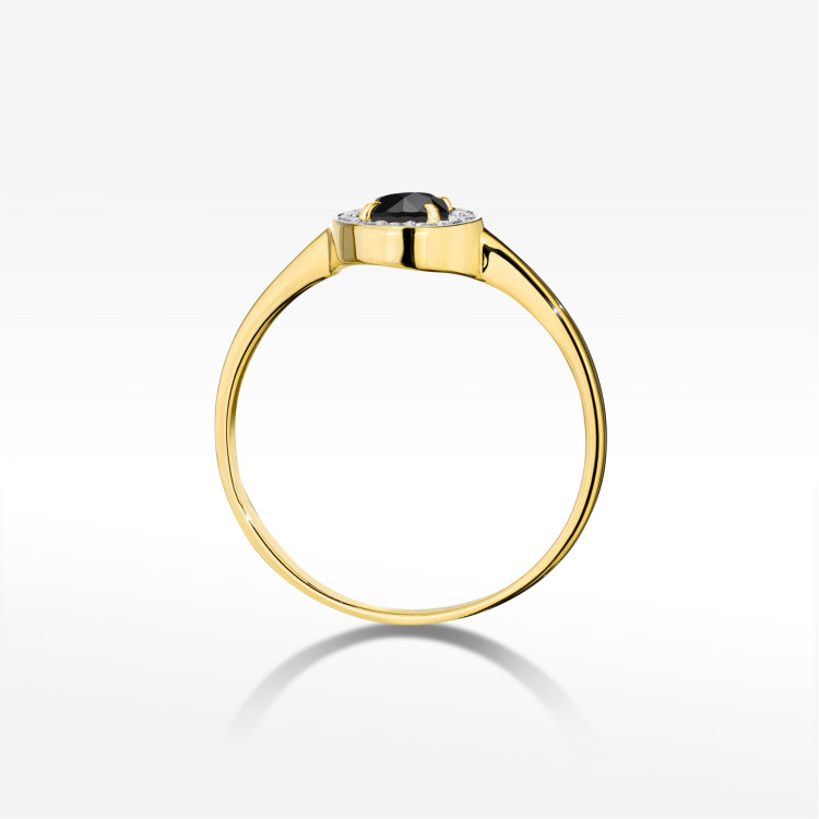 Pierścionek W0616 Czarny Diament 0,30ct żółte złoto