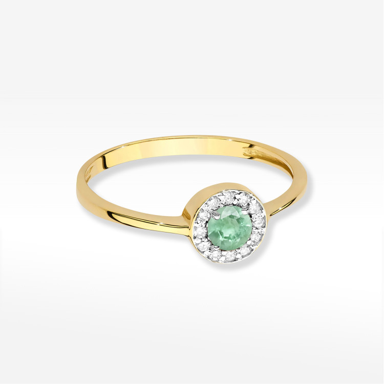 Pierścionek W0616 Szmaragd 0,30ct żółte złoto