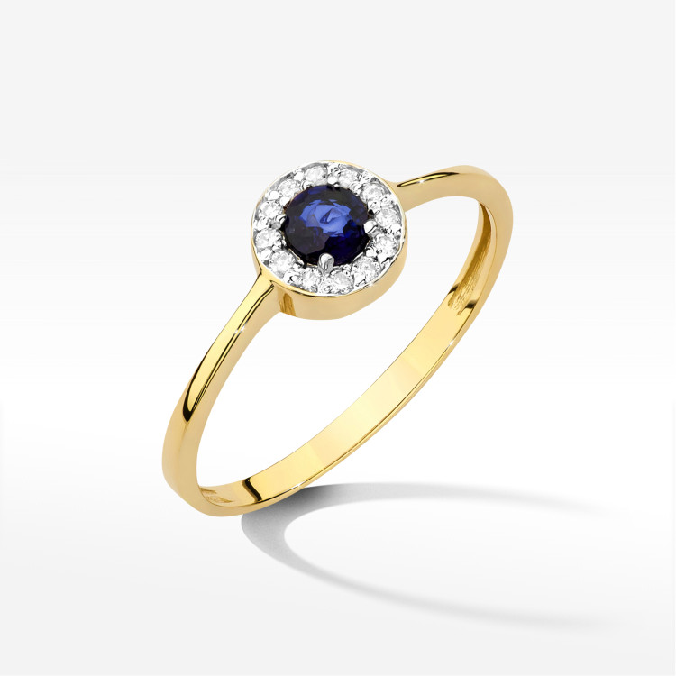 Pierścionek W0616 Szafir 0,30ct żółte złoto
