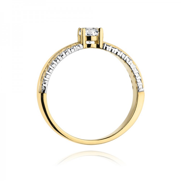 Pierścionek z żółtego złota z diamentami  - próba 585 0,45CT W-356A
