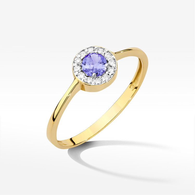 Pierścionek W0616 Tanzanit 0,35ct żółte złoto