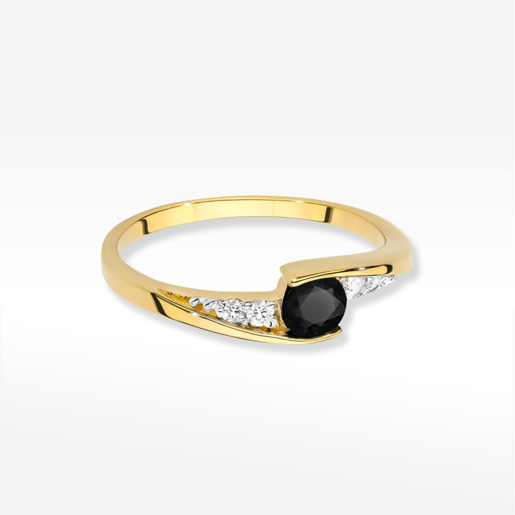 Pierścionek W0618 Czarny Diament 0,30ct żółte złoto