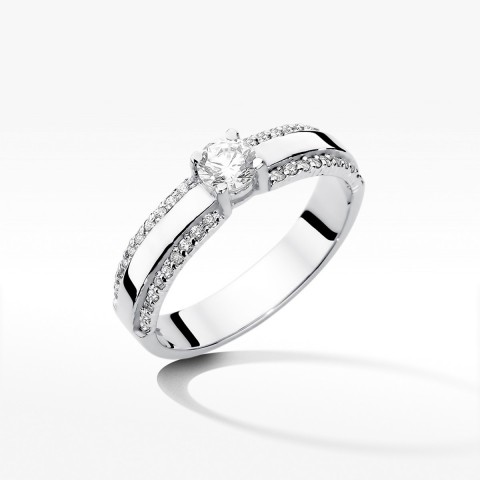 Pierścionek z białego złota z diamentami  - próba 585 0,45CT W-356B