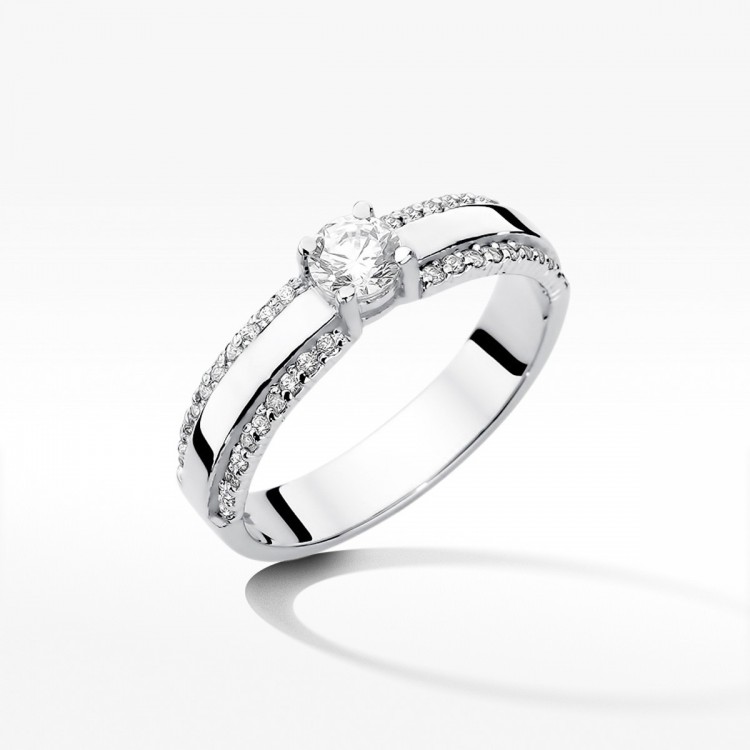 Pierścionek z białego złota z diamentami  - próba 585 0,45CT W-356B