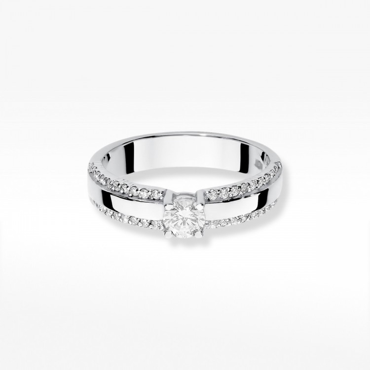 Pierścionek z białego złota z diamentami  - próba 585 0,45CT W-356B