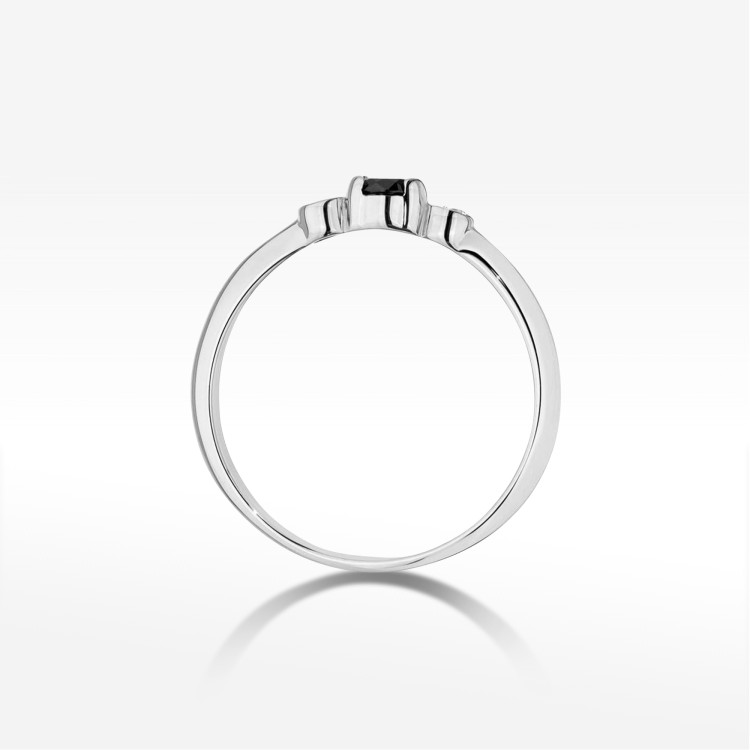 Pierścionek Czarny Diament 0,18ct białe złoto W0620