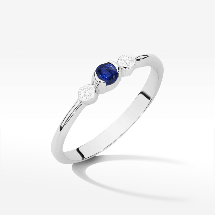 Pierścionek Szafir 0,21ct białe złoto W0620