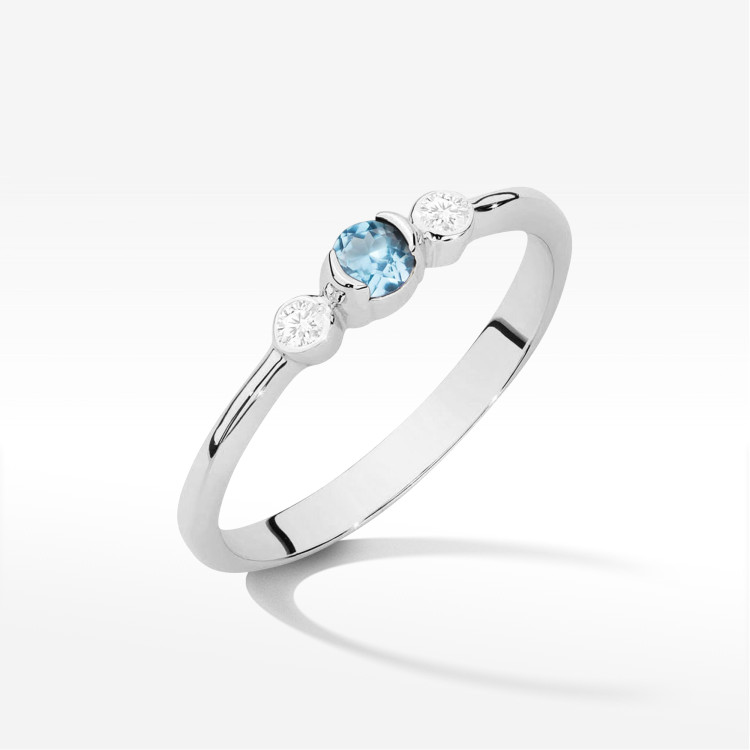 Pierścionek Topaz Swiss 0,21ct białe złoto W0620