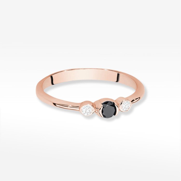 Pierścionek Czarny Diament 0,18ct różowe złoto W0620