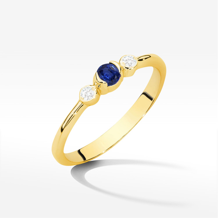 Pierścionek Szafir 0,21ct żółte złoto W0620