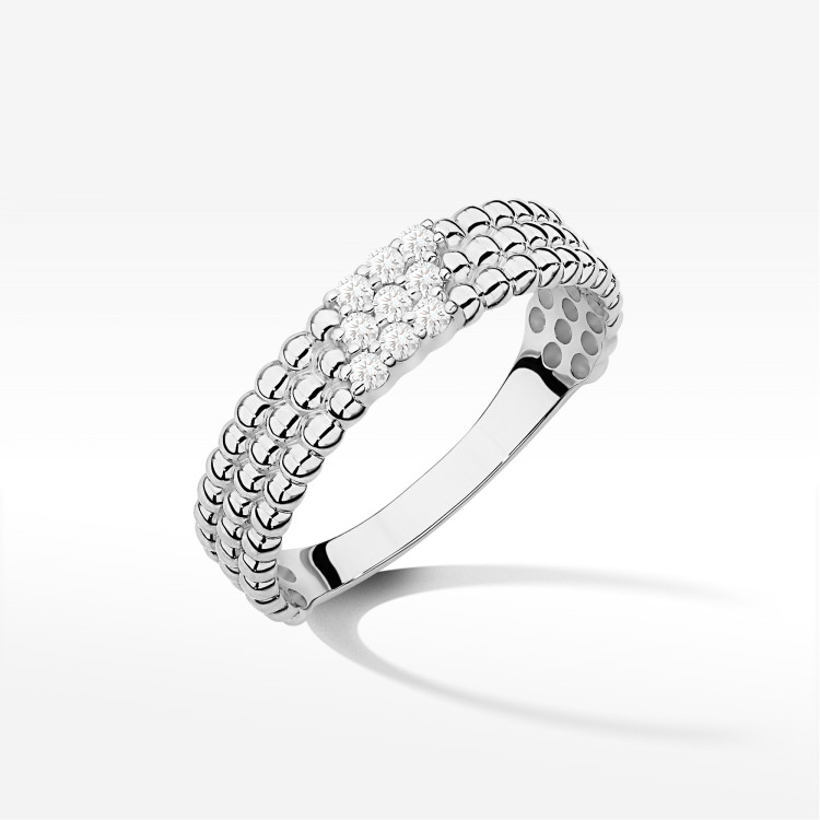 Pierścionek z diamentami 0,13ct białe złoto W0621