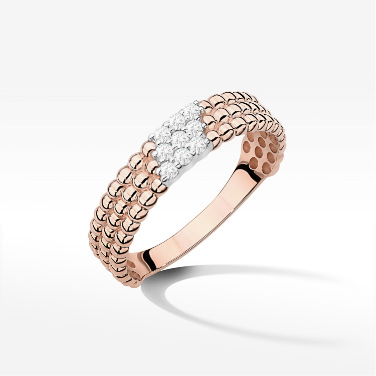Pierścionek z diamentami 0,13ct różowe złoto W0621
