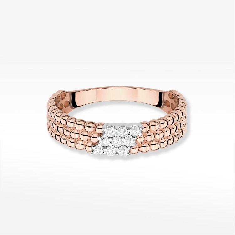 Pierścionek z diamentami 0,13ct różowe złoto W0621