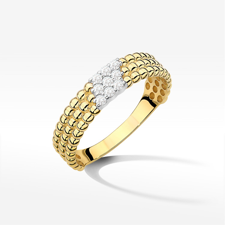 Pierścionek z diamentami 0,13ct żółte złoto W0621