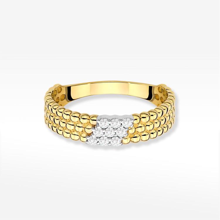 Pierścionek z diamentami 0,13ct żółte złoto W0621