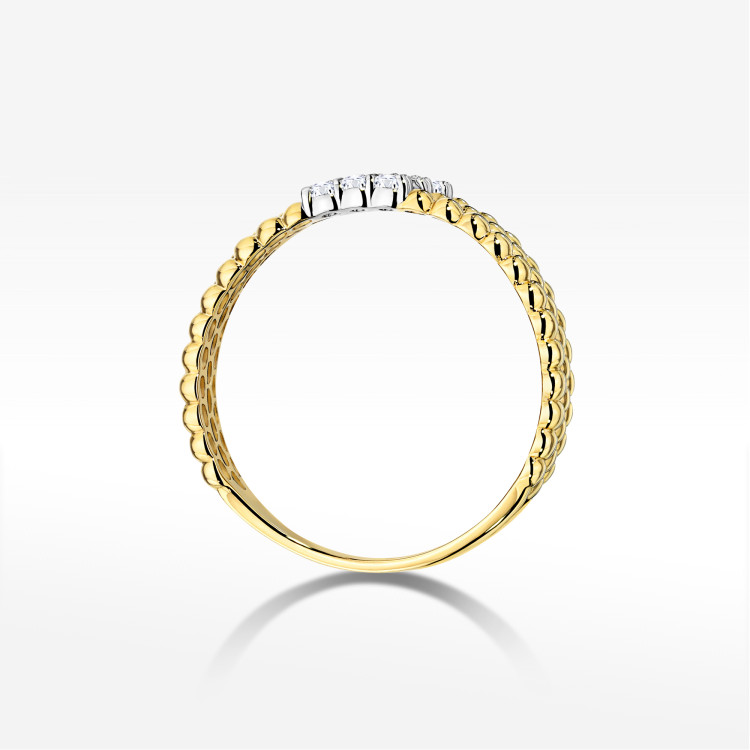 Pierścionek z diamentami 0,13ct żółte złoto W0621