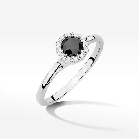 Pierścionek Czarny Diament 0,603ct białe złoto W0622