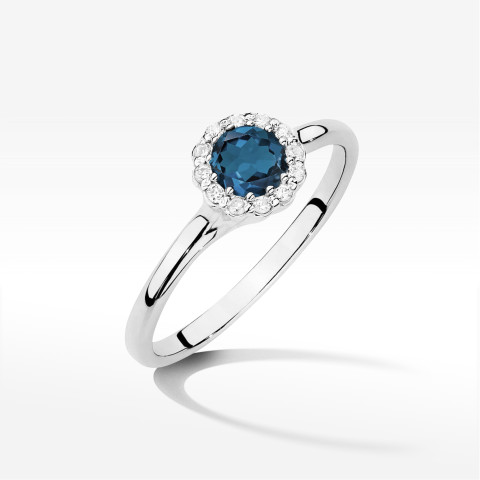 Pierścionek Topaz London Blue 0,603ct białe złoto W0622