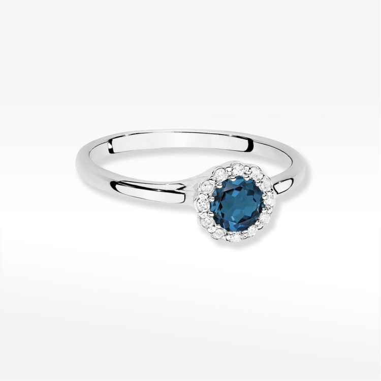 Pierścionek Topaz London Blue 0,603ct białe złoto W0622