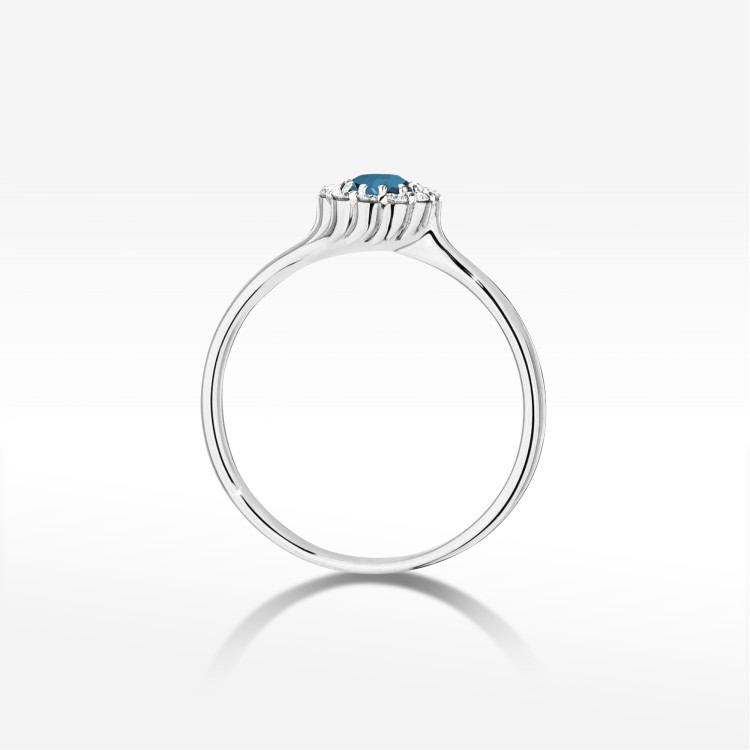 Pierścionek Topaz London Blue 0,603ct białe złoto W0622