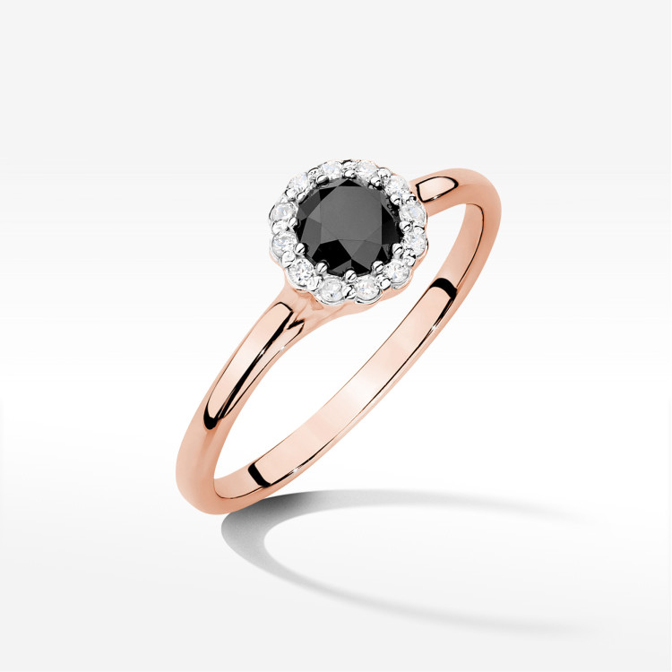 Pierścionek Czarny Diament 0,603ct różowe złoto W0622