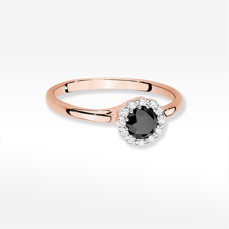 Pierścionek Czarny Diament 0,603ct różowe złoto W0622