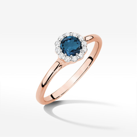 Pierścionek Topaz London Blue 0,603ct różowe złoto W0622