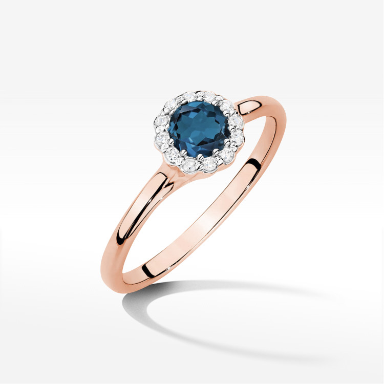 Pierścionek Topaz London Blue 0,603ct różowe złoto W0622