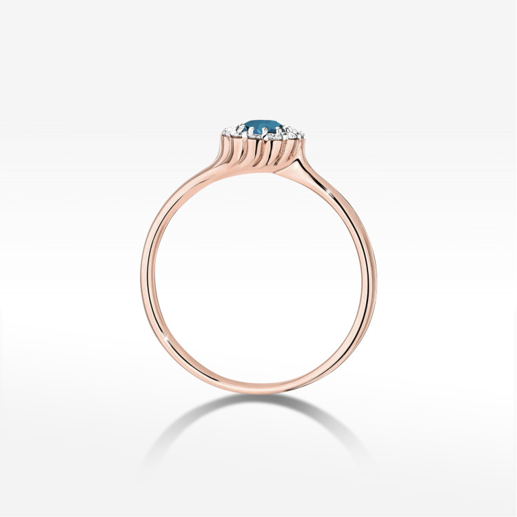 Pierścionek Topaz London Blue 0,603ct różowe złoto W0622