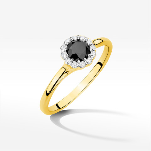 Pierścionek Czarny Diament 0,603ct żółte złoto W0622