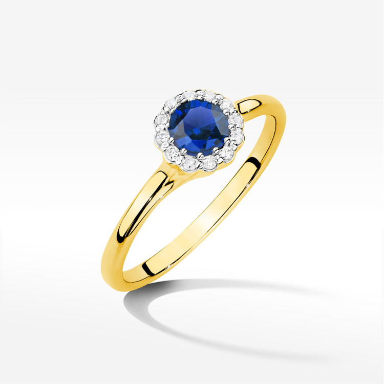 Pierścionek Szafir 0,603ct żółte złoto W0622