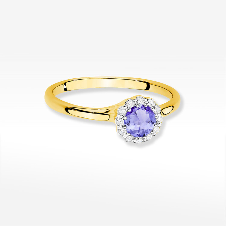 Pierścionek Tanzanit 0,603ct żółte złoto W0622