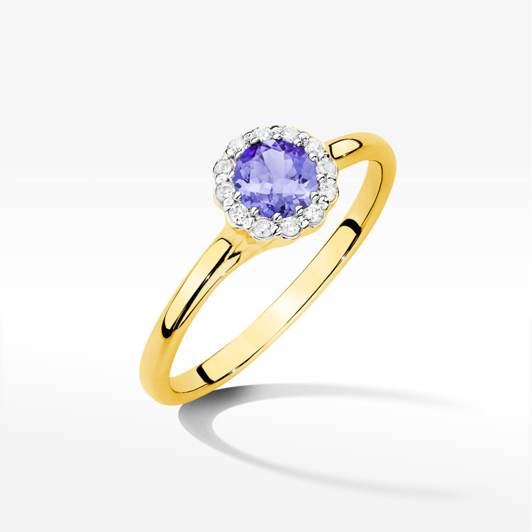 Pierścionek Tanzanit 0,603ct żółte złoto W0622