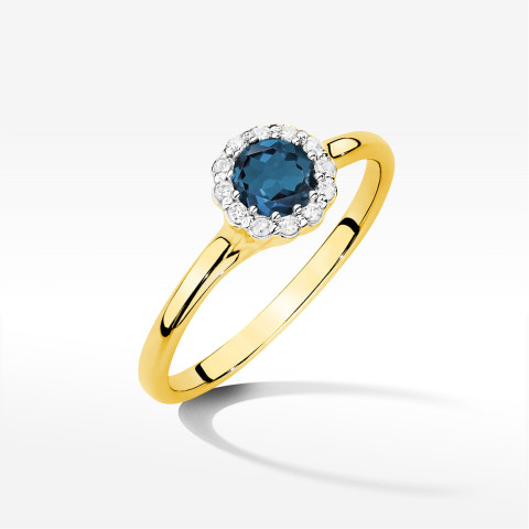 Pierścionek Topaz London Blue 0,603ct żółte złoto W0622